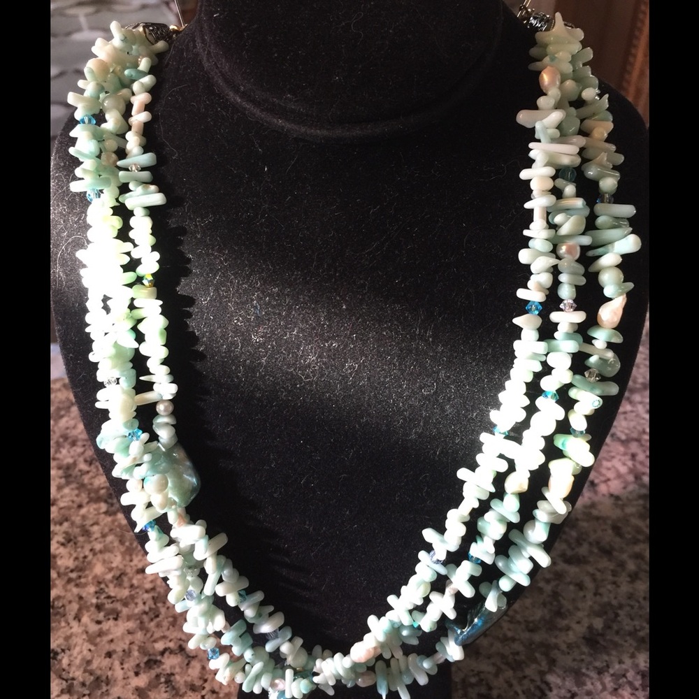 Mint Green Coral-Like Necklace OOAK