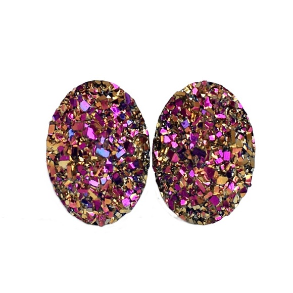thejeweladdict Jewelry - 3 for 15🎀copper Magenta oval faux druzy studs