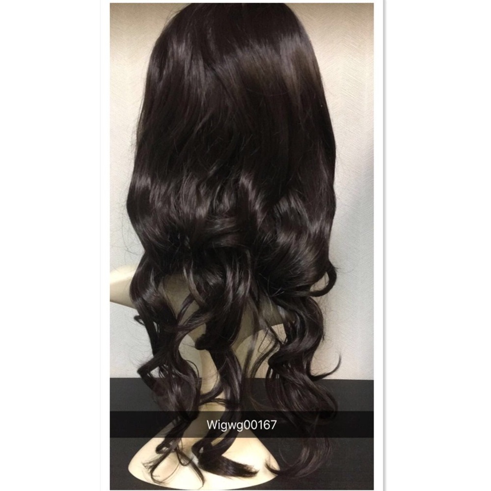 Curly synthetic wig brown color
