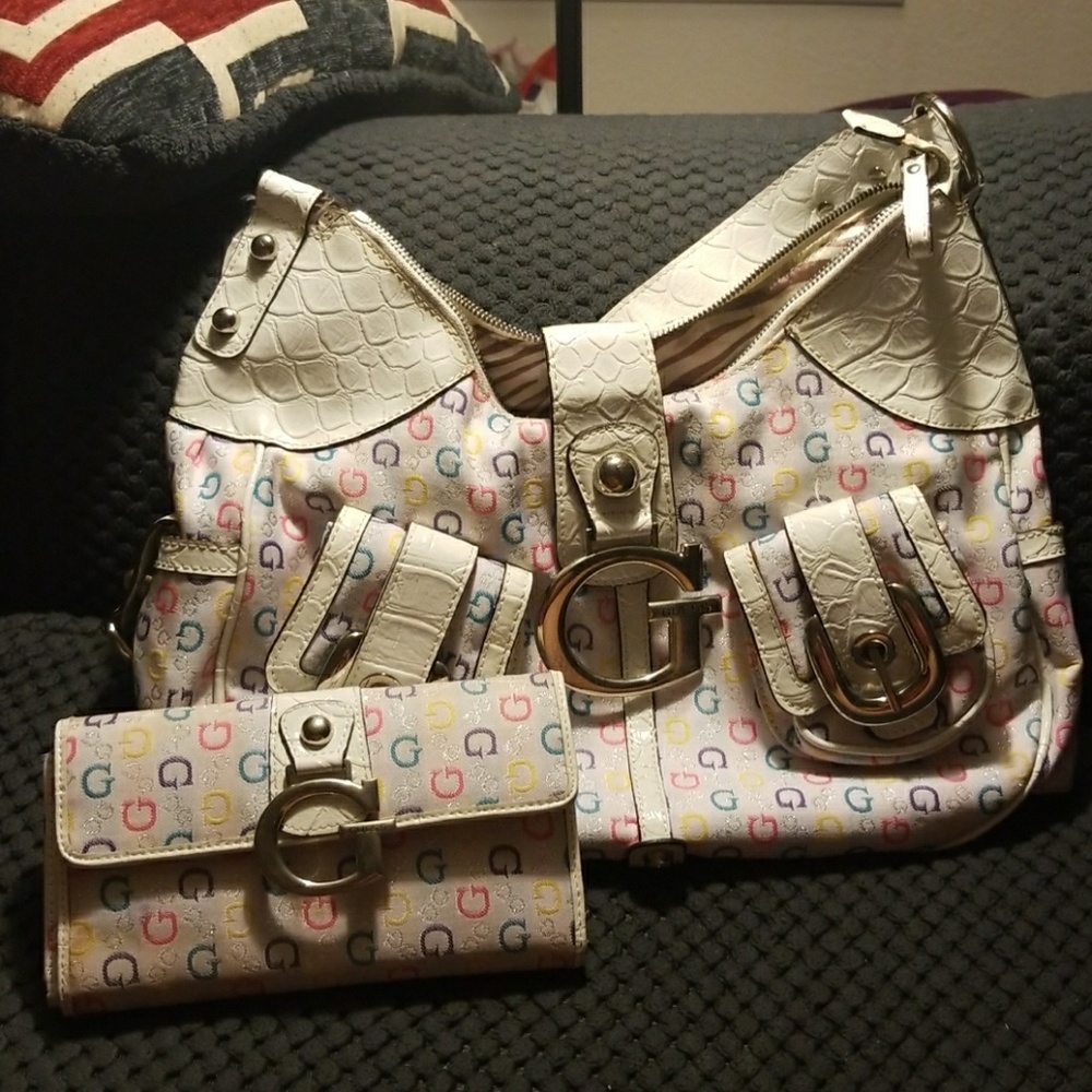 Guess white colorful