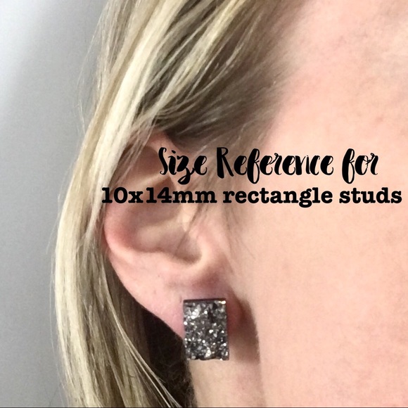 3, for 15🎀silver rectangle faux druzy studs - Picture 7 of 7