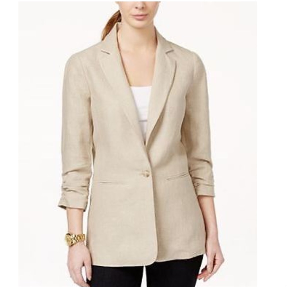 Michael Kors Linen Notch Collar Blazer