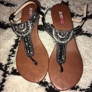 NWT 1.5"  5.5 New Heel Sandals with Jewels