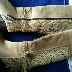 Leather with snake skin boots