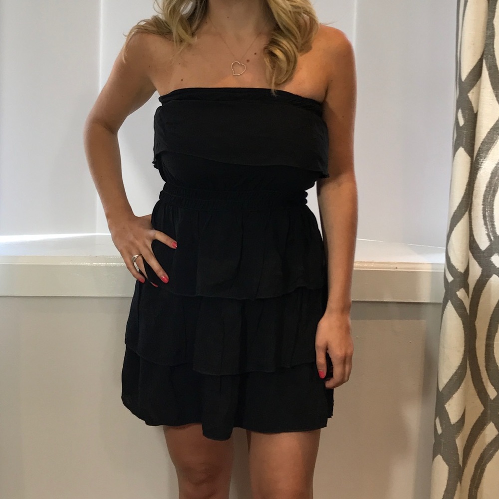 Ruffled Mini Black Dress