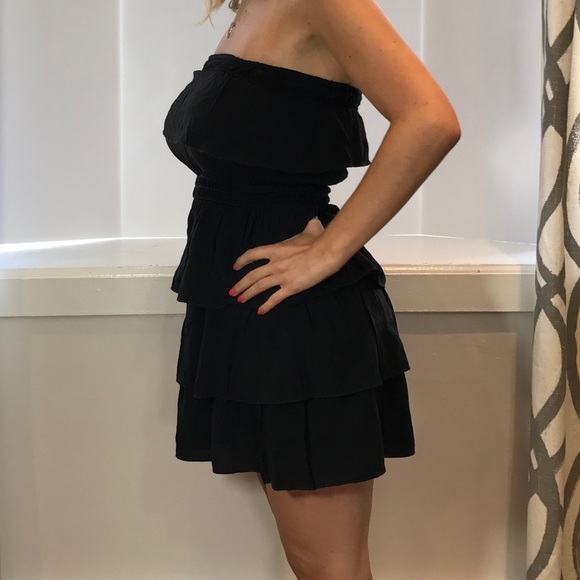 Ruffled Mini Black Dress - Picture 3 of 5