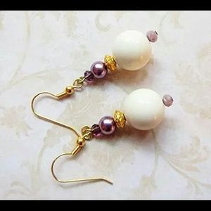 Ivory and Pearl Beaded Earrings