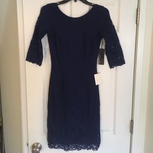 Lulus navy blue lace bodycon NWT