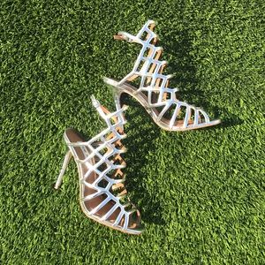 Silver Steve Madden Slithur Heels