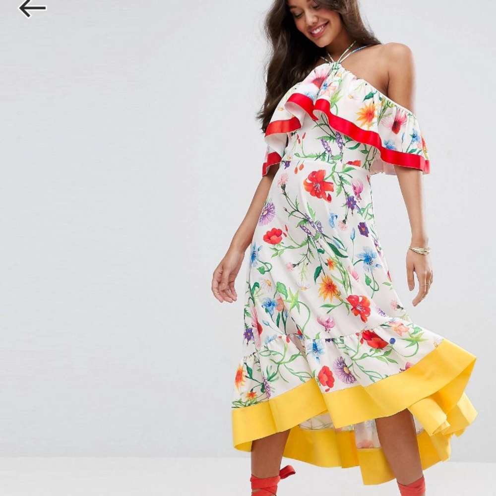 ASOS cold shoulder floral midi dress