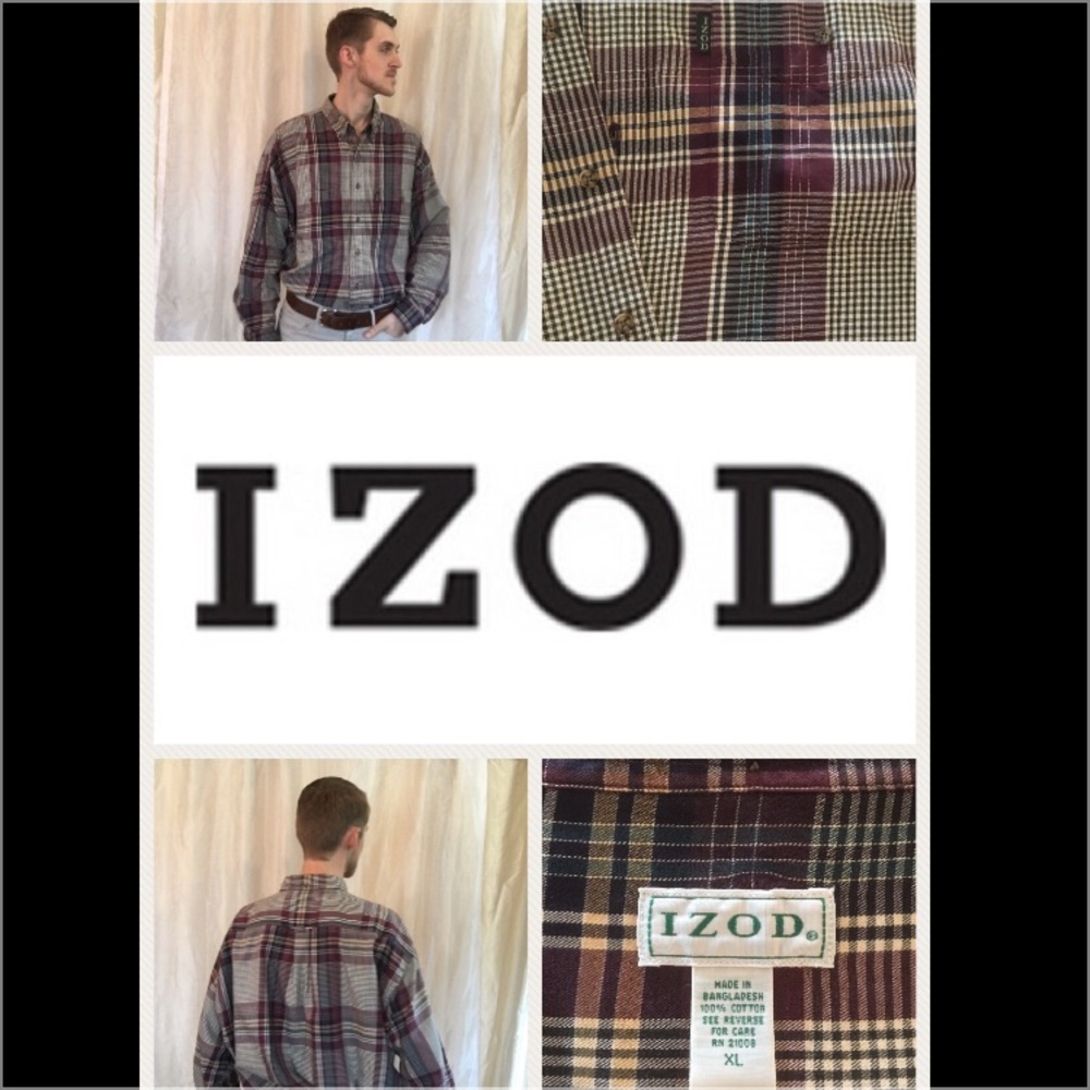 IZOD 100% Cotton Men's Vintage Plaid SIZE XL