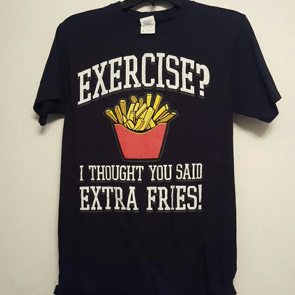 "EXERCISE, EXTRA FRIES" t-shirt - Picture 1 of 2