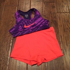 Nike Pro Youth Medium purple Bra Top and Bottoms