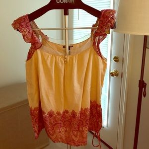 Lucky Brand Cream and Pink Blouse