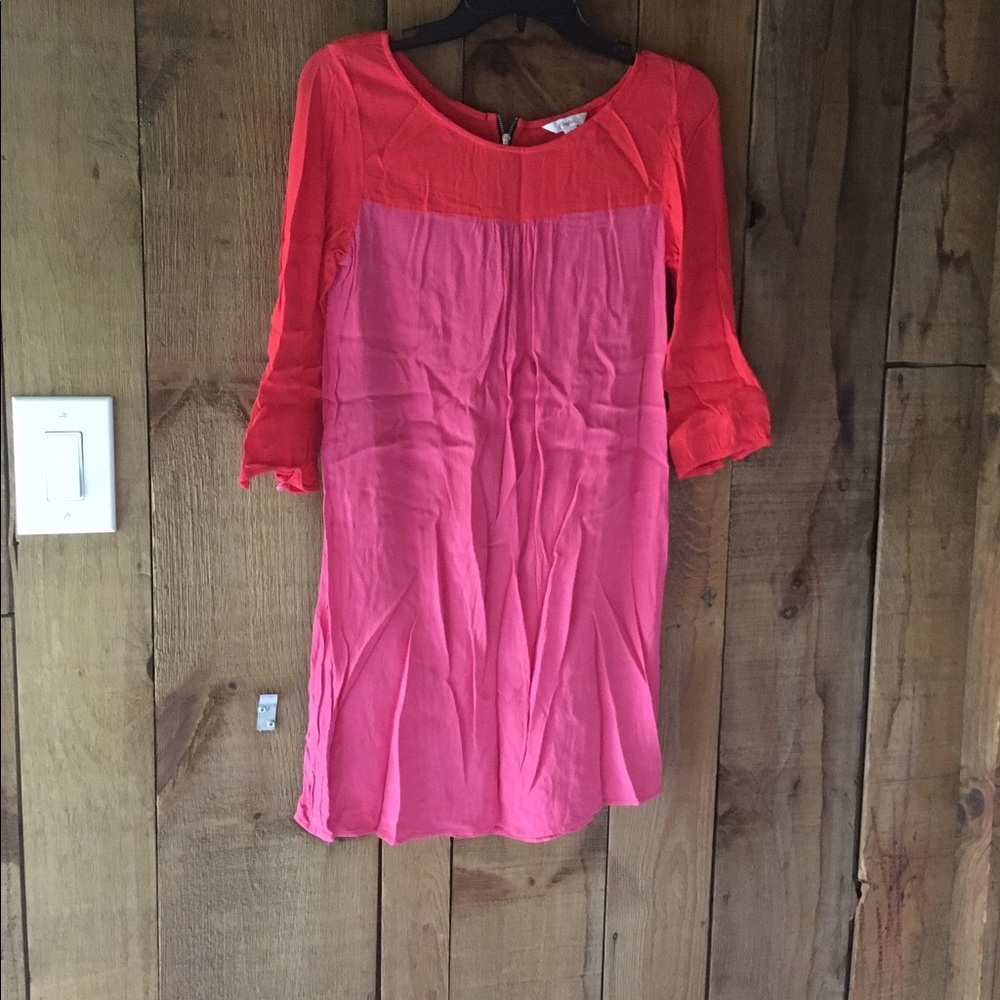 70's style hot pink and orange dress