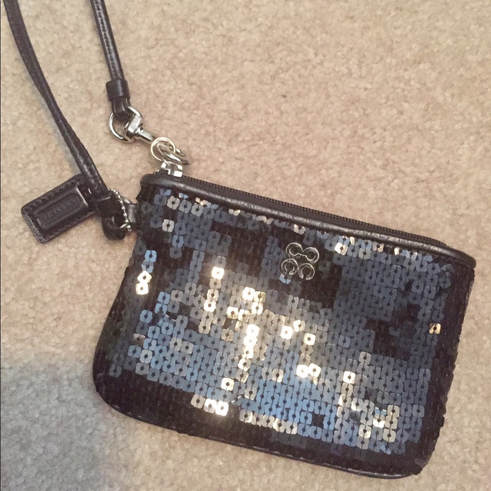 Coach Black Sequin Wristlet