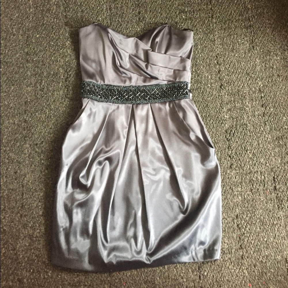 Gray short prom dress
