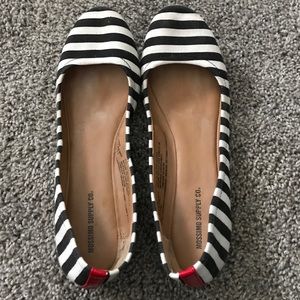 Black and white striped flats size 7