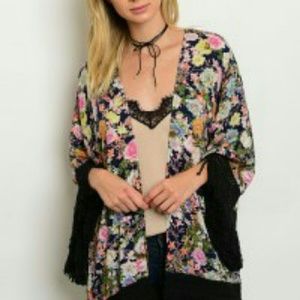 Floral Fringe Kimono