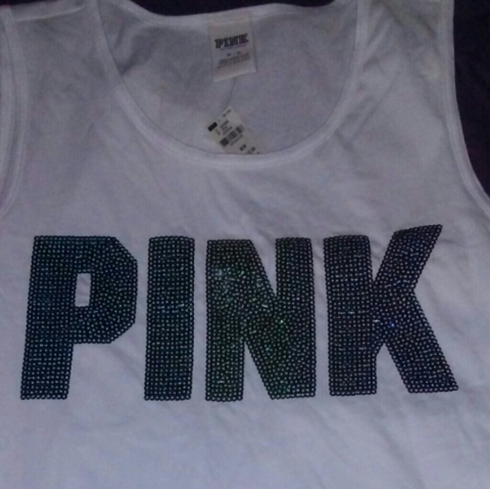 White Bling Muscle tank . Blue ombre