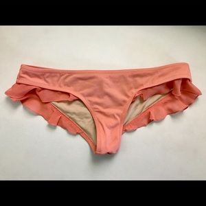Coral Cheeky Ruffled VS Bikini Bottom