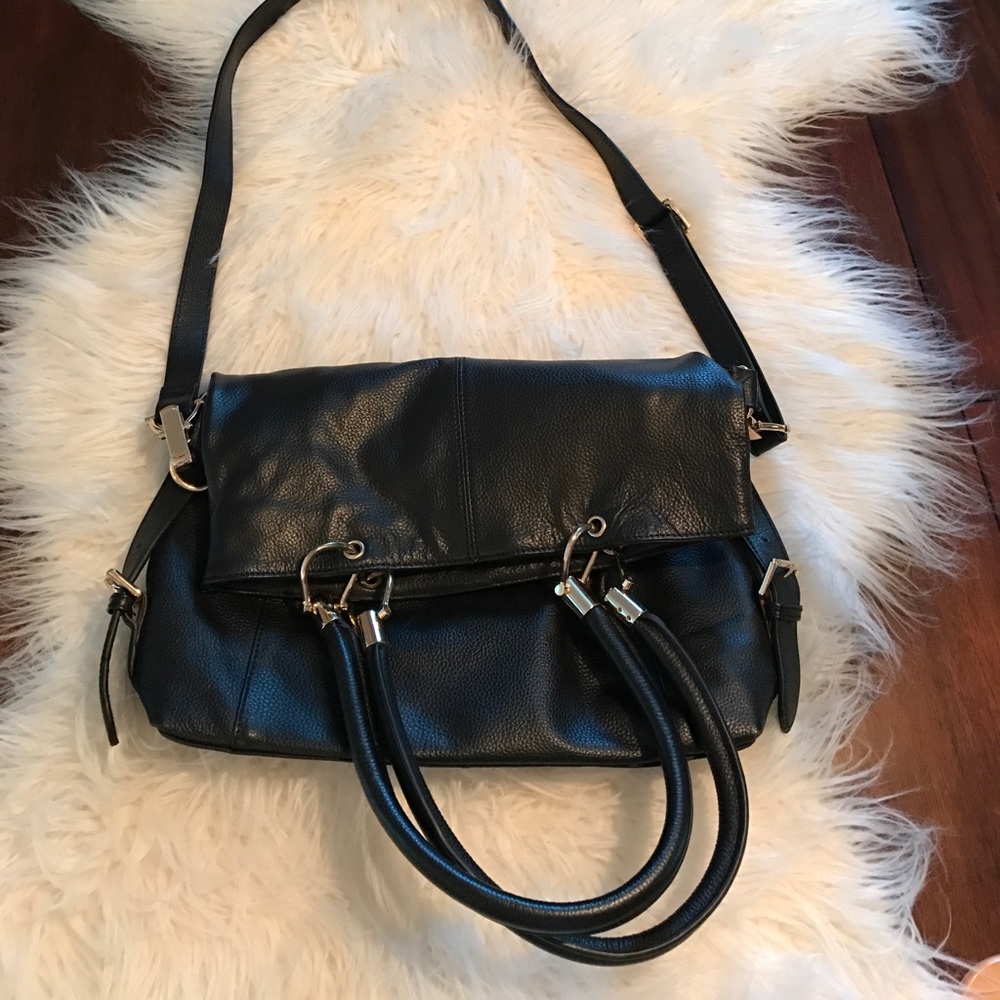 Black leather multi way bag