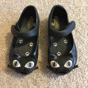 Sz 8 Mini Melissa Black Glitter cats guc