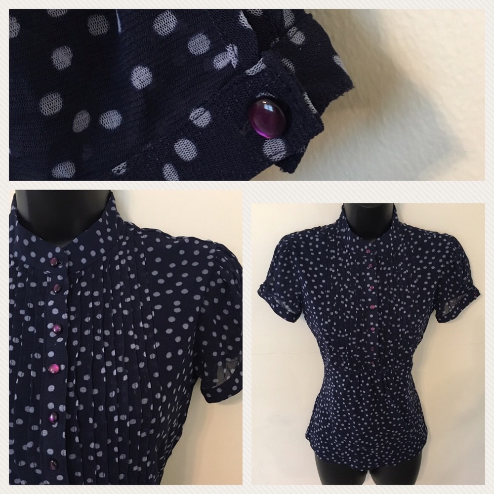 INC International C Semi-Sheer Polka Dot Top 💖