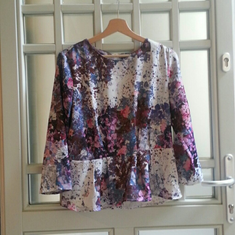 Gorgeous watercolor abstract peplum blouse