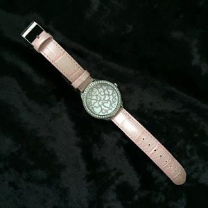 GUESS pink leather band watch