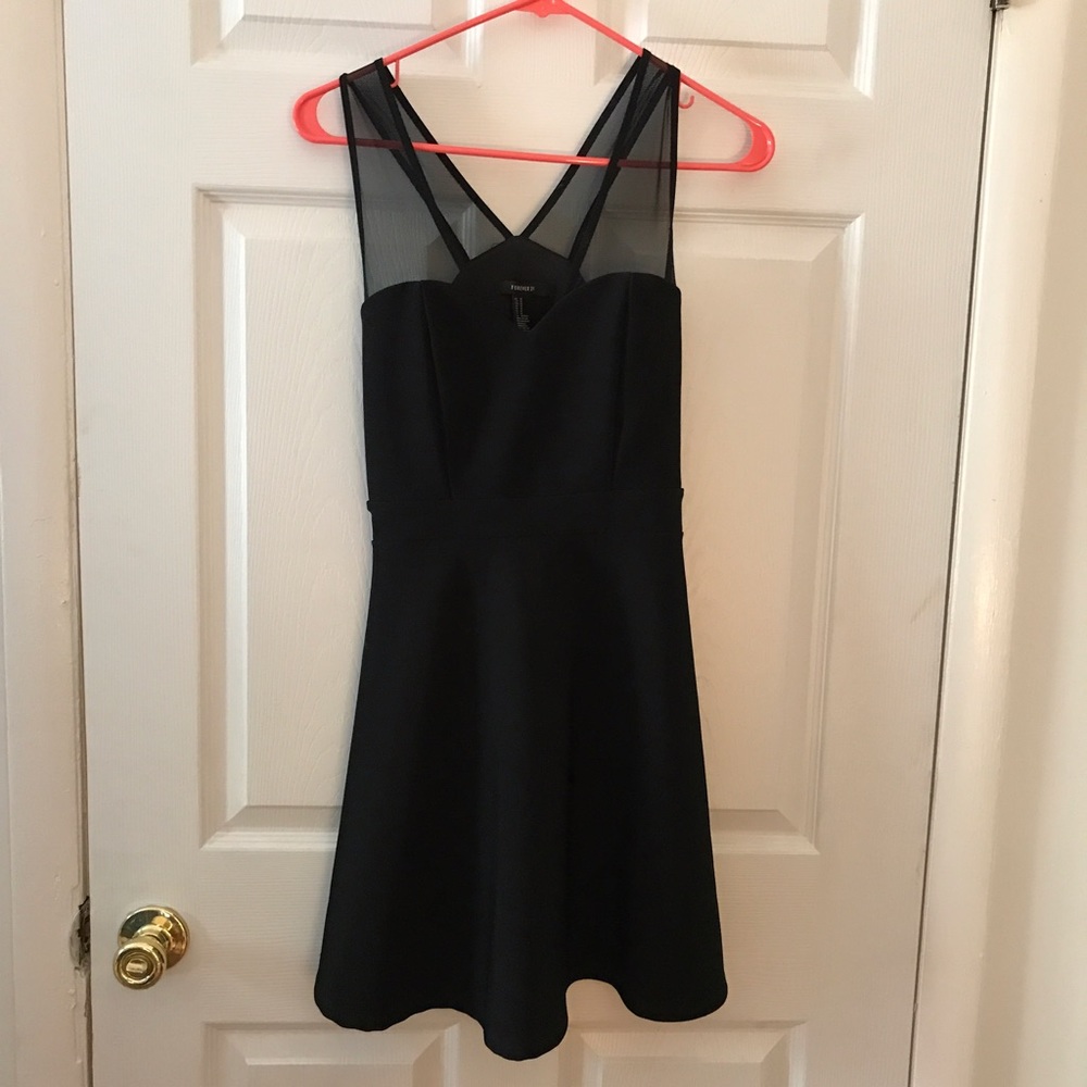 Black mesh skater dress