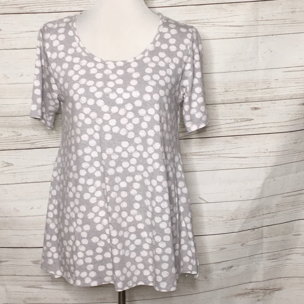 Lularoe Perfect-T S Gray/White Dots Design