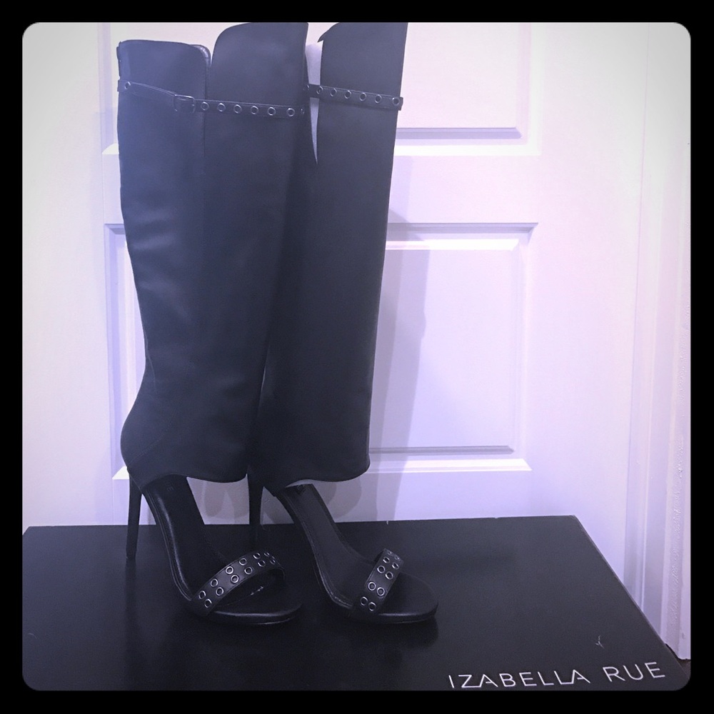 Black open toe boots
