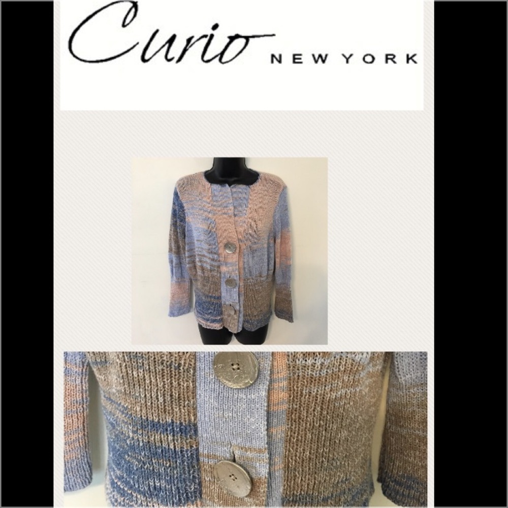 Curio New York~ Big Button Pattern Sweater SIZE M