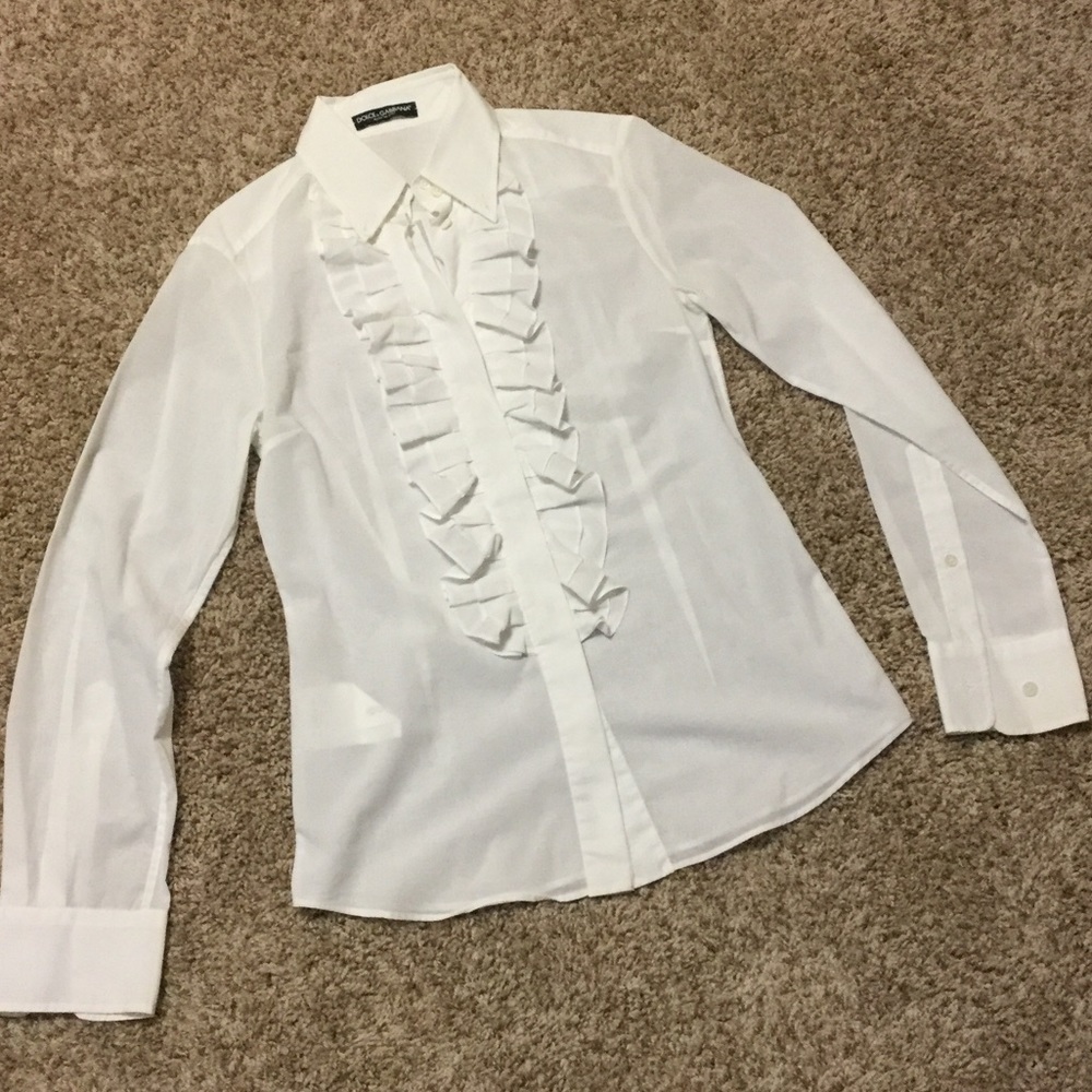 Vintage Dolce & Gabbana ruffled button down blouse