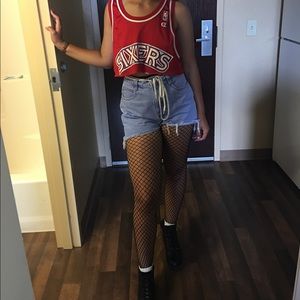 Vintage crop top sixers jersey