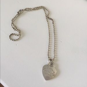 TIFFANY & CO SILVER HEART CHARM ON TIFFANY CHAIN