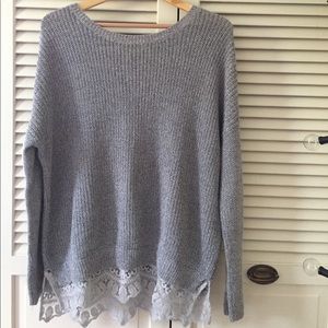 Pins and Needles Grey, Lace Trim Sweater from UO!