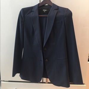 DKNY navy pinstriped suit