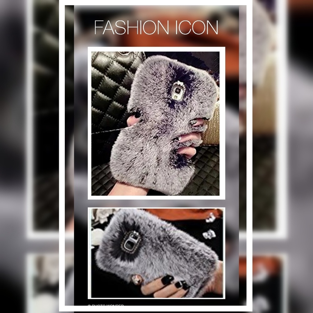 SALE!  Fluffy Fur Phone Case w/A Crystal Bow Tie