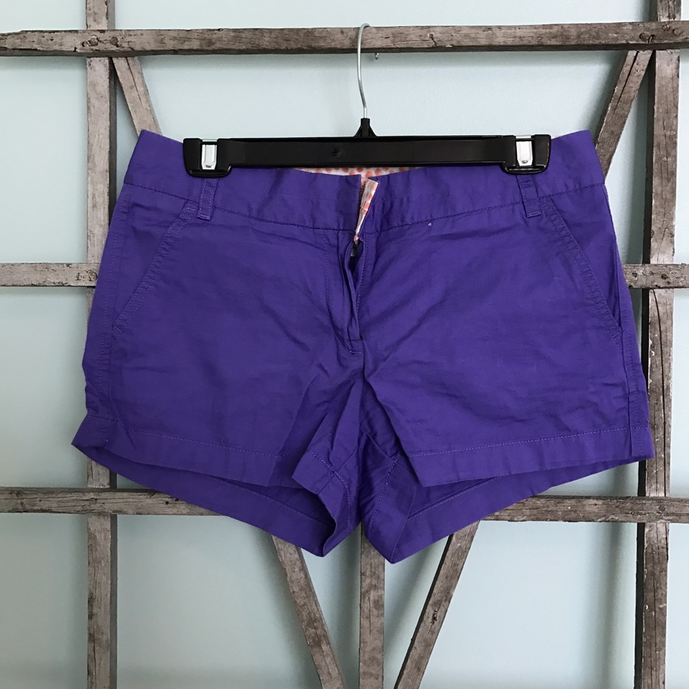J. Crew Purple Chino Shorts Size 4 NWOT