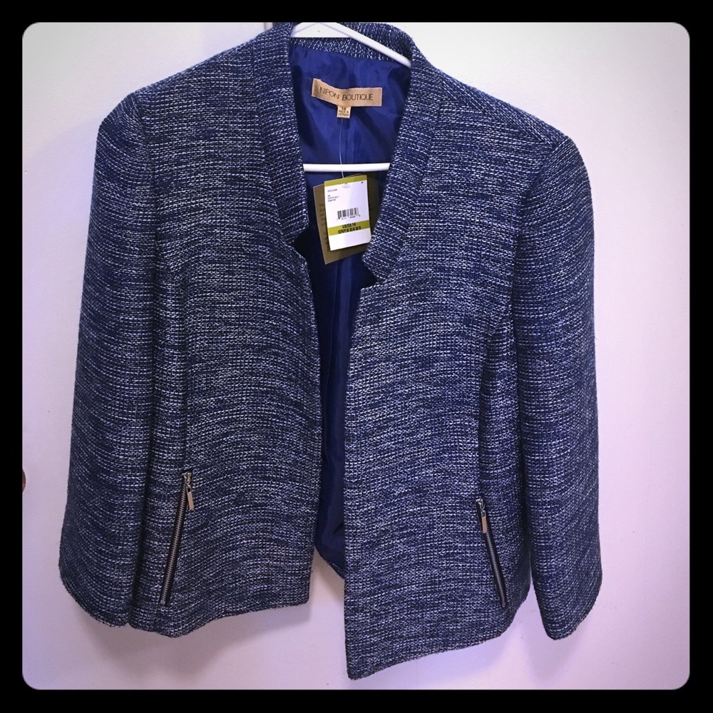 Nipon Boutique Blue Tweed Blazer, SZ 14