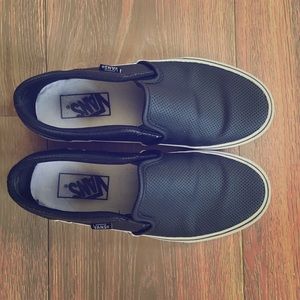 Vans perforated leather slip ons size 6.5