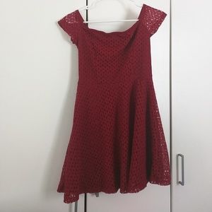 F21 Red lace babydoll dress