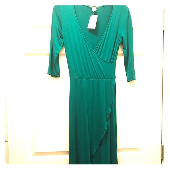 h&m green wrap dress