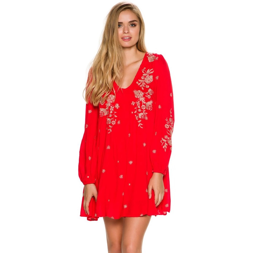 NWOT Free People Orange and Cream Dress