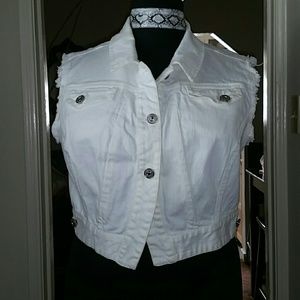 Lane Bryant White Denim Vest
