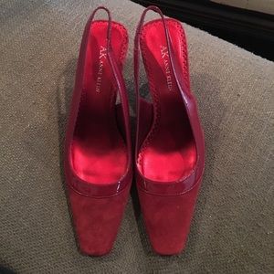 Anne Klein Dark Red Suede Strappy Pumps
