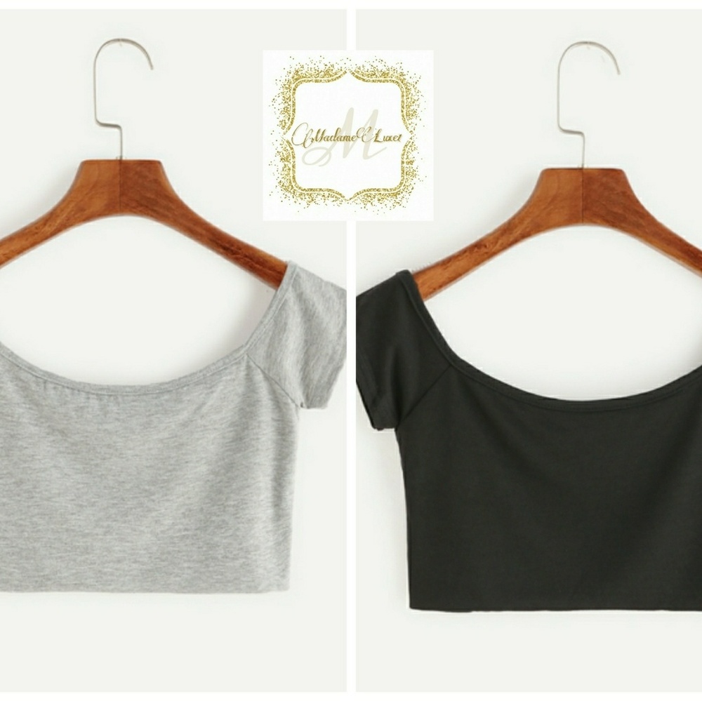 2 LEFT Boat Neck Crop Top