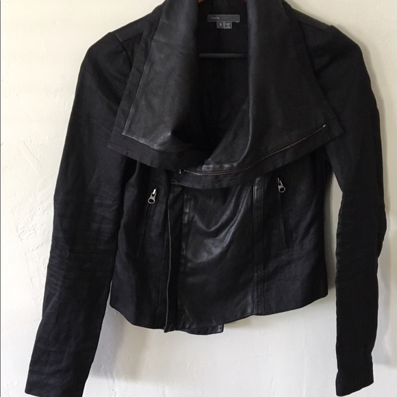 Vince Shawl Collar Leather Jacket Black Sz S 4 6 - Picture 2 of 6